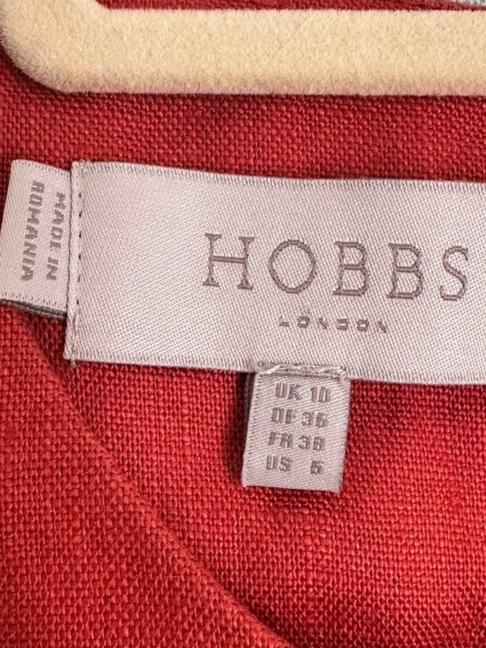 Hobbs London Seville Midi Dress in Cayenne Red 100% Linen Drop Waist, Size 6 - Picture 7 of 11